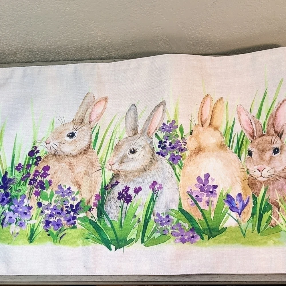 Bunnies in Flowers Table Runner by Isaac Mizrahi, New York